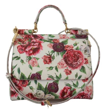 Dolce & Gabbana - Chic Floral Sicily Shoulder Bag in White Leather