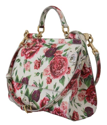 Dolce & Gabbana - Chic Floral Sicily Shoulder Bag in White Leather