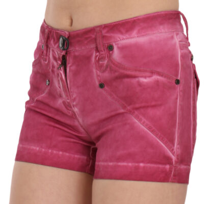 PLEIN SUD - Pink Mid Waist Cotton Mini Denim Shorts