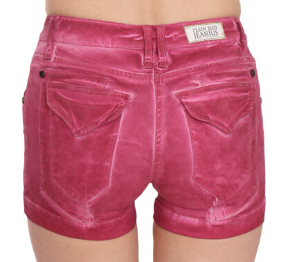 PLEIN SUD - Pink Mid Waist Cotton Mini Denim Shorts