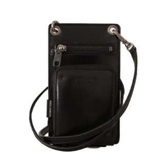 Dolce & Gabbana - Elegant Blue Leather Phone Pocket Neck Strap