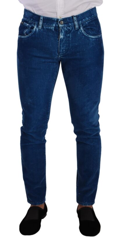 Dolce & Gabbana - Blue Cotton Stretch Skinny Slim Fit Jeans