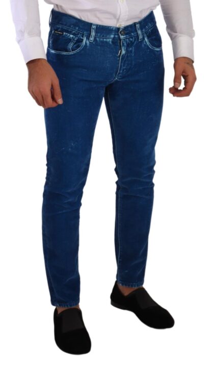 Dolce & Gabbana - Blue Cotton Stretch Skinny Slim Fit Jeans