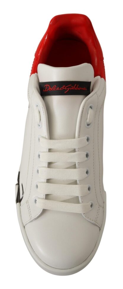 Dolce & Gabbana - Elegance Unleashed: White and Red Lace-Up Sneakers