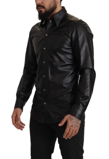 Dolce & Gabbana - Elegant Leather Button-Down Slim Fit Shirt