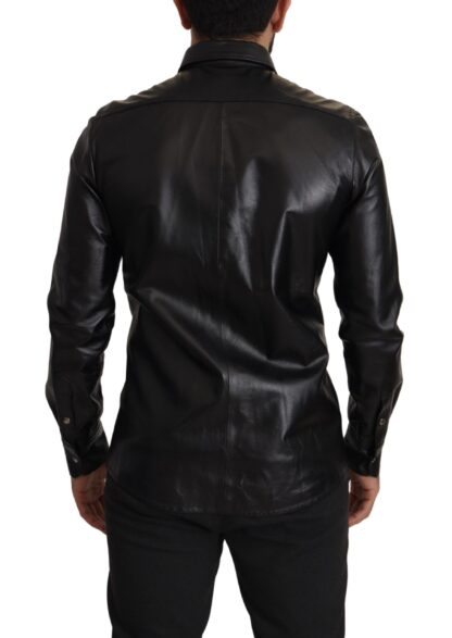 Dolce & Gabbana - Elegant Leather Button-Down Slim Fit Shirt