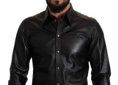 Dolce & Gabbana - Elegant Leather Button-Down Slim Fit Shirt