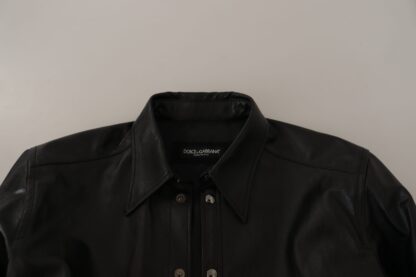 Dolce & Gabbana - Elegant Leather Button-Down Slim Fit Shirt