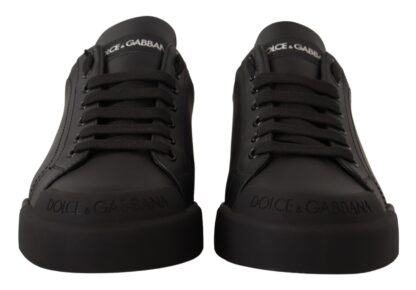 Dolce & Gabbana - Black Leather Low Tops Casual Sneakers