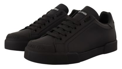 Dolce & Gabbana - Black Leather Low Tops Casual Sneakers