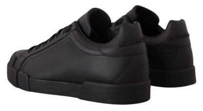 Dolce & Gabbana - Black Leather Low Tops Casual Sneakers