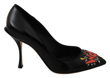 Dolce & Gabbana - Elegant Embroidered Black Leather Pumps