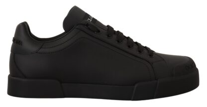 Dolce & Gabbana - Black Leather Low Tops Casual Sneakers