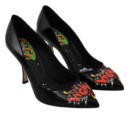 Dolce & Gabbana - Elegant Embroidered Black Leather Pumps