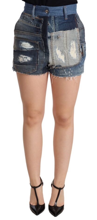 Dolce & Gabbana - Elegant High-Waisted Blue Denim Shorts