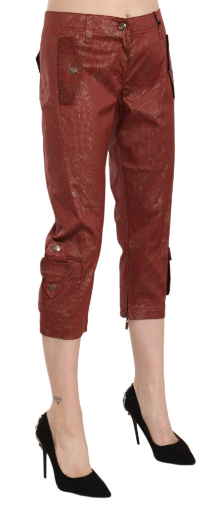 Just Cavalli - Bordeaux Gold Lace Capri Trousers