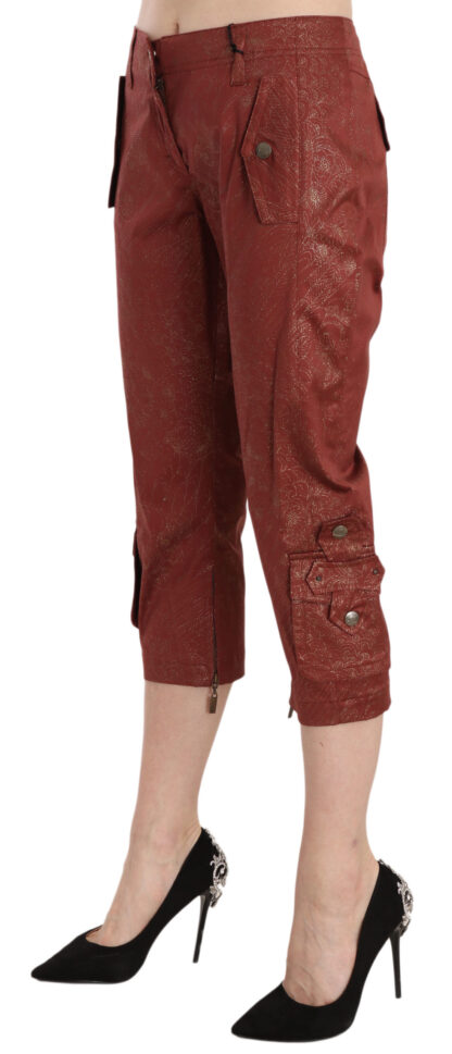 Just Cavalli - Bordeaux Gold Lace Capri Trousers