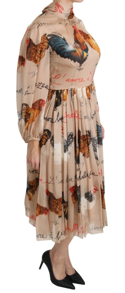 Dolce & Gabbana - Elegant Sheath Midi Rooster Print Dress