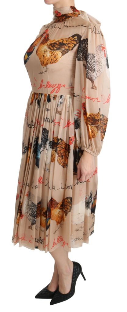 Dolce & Gabbana - Elegant Sheath Midi Rooster Print Dress