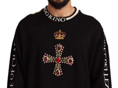 Dolce & Gabbana - Embroidered Crown & Cross Black Sweater