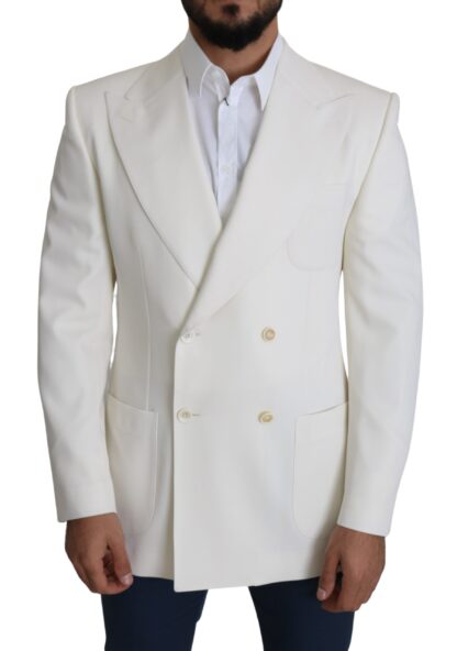 Dolce & Gabbana - Elegant White Double-Breasted Wool Blazer