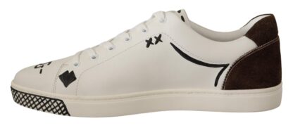 Dolce & Gabbana - Exquisite White Love Motif Leather Sneakers