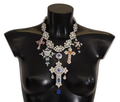 Dolce & Gabbana - Elegant Multicolor Crystal Cross Necklace