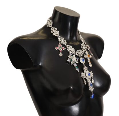 Dolce & Gabbana - Elegant Multicolor Crystal Cross Necklace