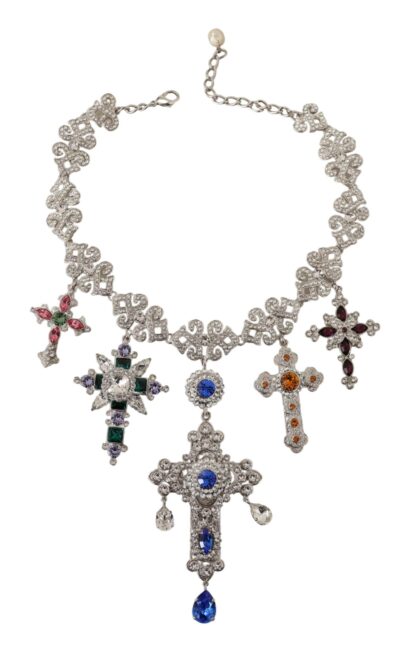 Dolce & Gabbana - Elegant Multicolor Crystal Cross Necklace