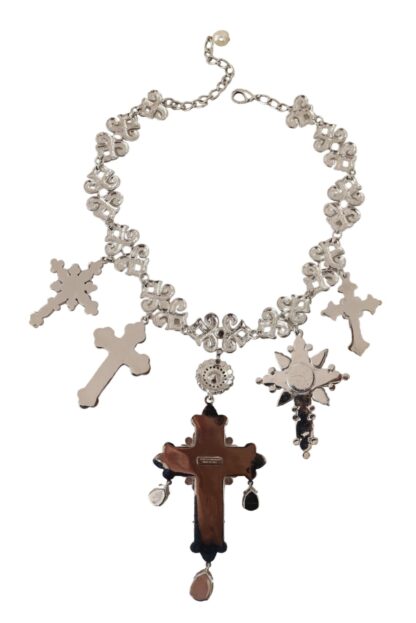 Dolce & Gabbana - Elegant Multicolor Crystal Cross Necklace