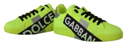 Dolce & Gabbana - Neon Yellow Casual Sneakers with Black Logo Accents