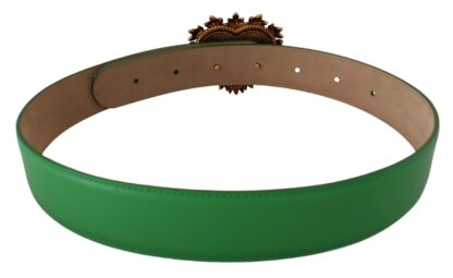 Dolce & Gabbana - Elegant Green Leather Belt with Gold Buckle