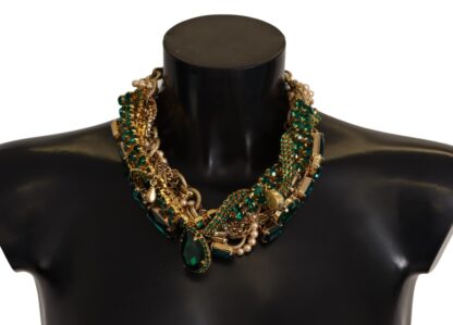 Dolce & Gabbana - Opulent Gold Tone Crystal Statement Necklace