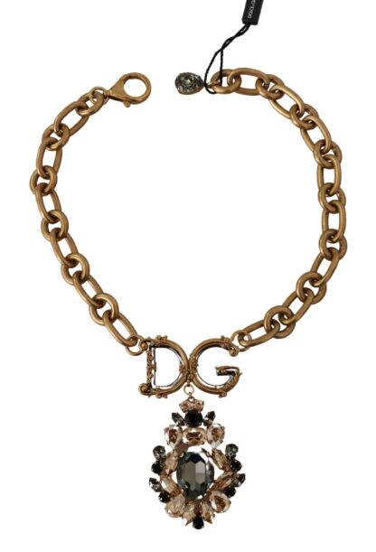 Dolce & Gabbana - Elegant Gold Statement Necklace with Crystals