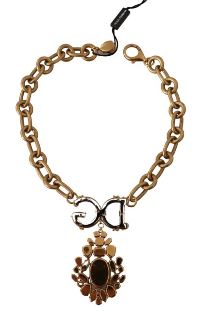 Dolce & Gabbana - Elegant Gold Statement Necklace with Crystals