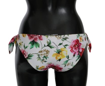 Dolce & Gabbana - Elegant White Floral Bikini Bottom