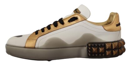 Dolce & Gabbana - Elegant White Gold Low-Top Sneakers