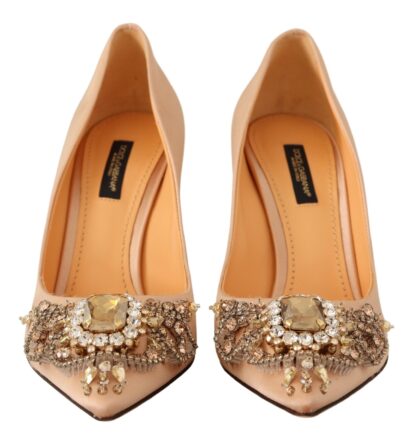 Dolce & Gabbana - Elegant Nude Satin Crystal-Embellished Pumps