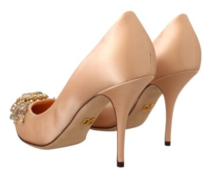 Dolce & Gabbana - Elegant Nude Satin Crystal-Embellished Pumps