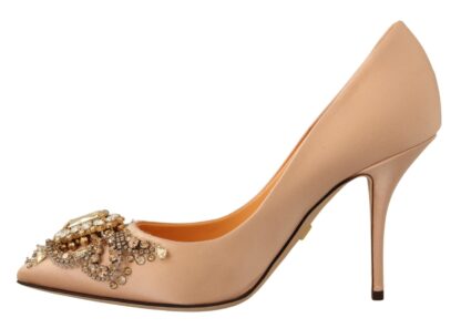 Dolce & Gabbana - Elegant Nude Satin Crystal-Embellished Pumps