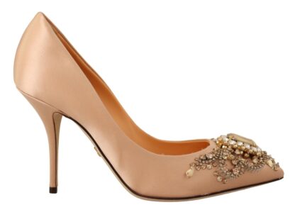 Dolce & Gabbana - Elegant Nude Satin Crystal-Embellished Pumps