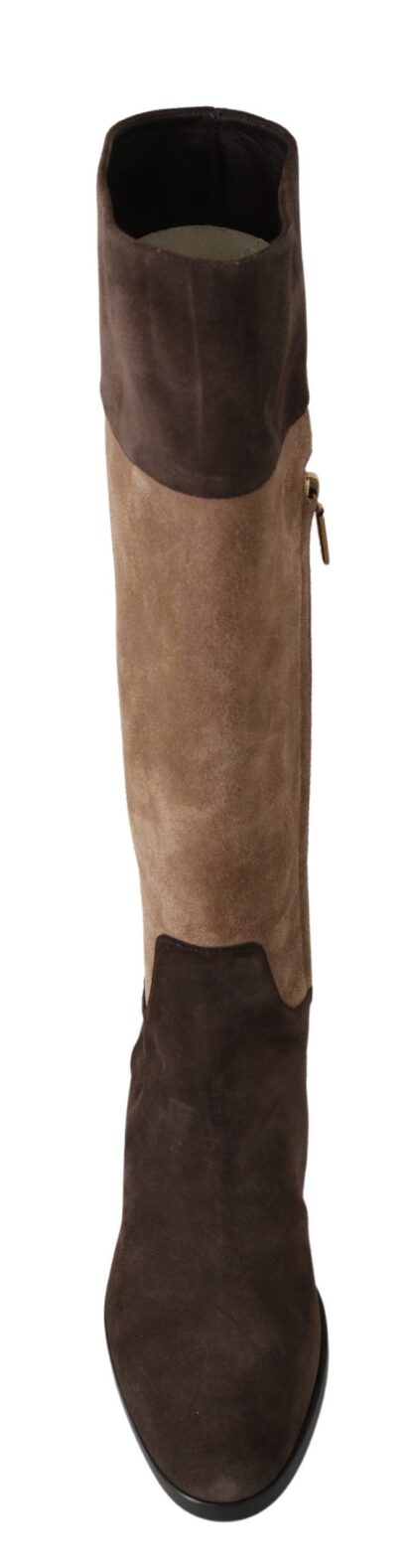 Dolce & Gabbana - Chic Leather Knee-High Boots in Brown