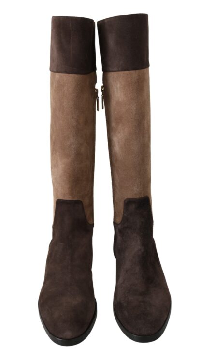 Dolce & Gabbana - Chic Leather Knee-High Boots in Brown