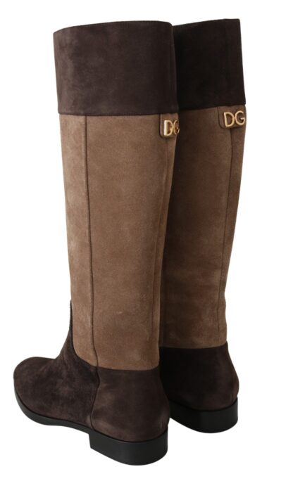 Dolce & Gabbana - Chic Leather Knee-High Boots in Brown