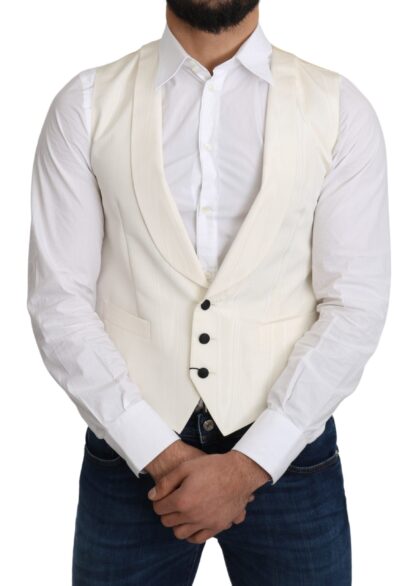 Dolce & Gabbana - Elegant Silk Formal Vest in Off-White Ivory