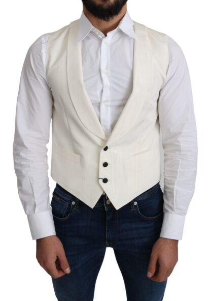 Dolce & Gabbana - Elegant Silk Formal Vest in Off-White Ivory