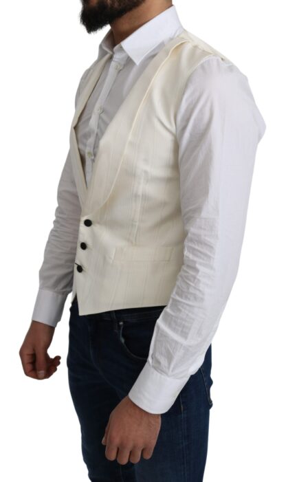 Dolce & Gabbana - Elegant Silk Formal Vest in Off-White Ivory