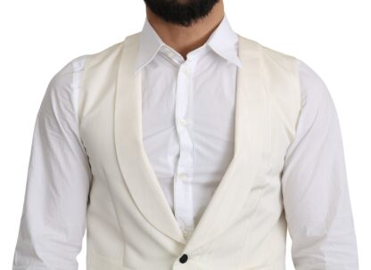 Dolce & Gabbana - Elegant Silk Formal Vest in Off-White Ivory