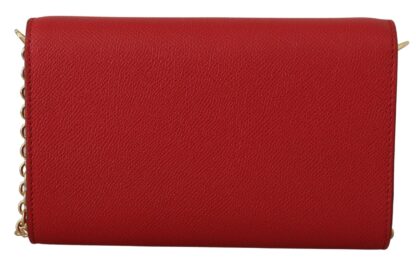 Dolce & Gabbana - Elegant Red Leather Shoulder Bag with Gold Details