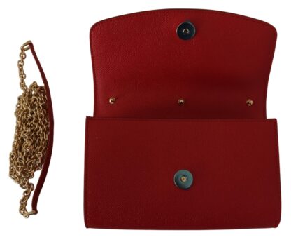 Dolce & Gabbana - Elegant Red Leather Shoulder Bag with Gold Details